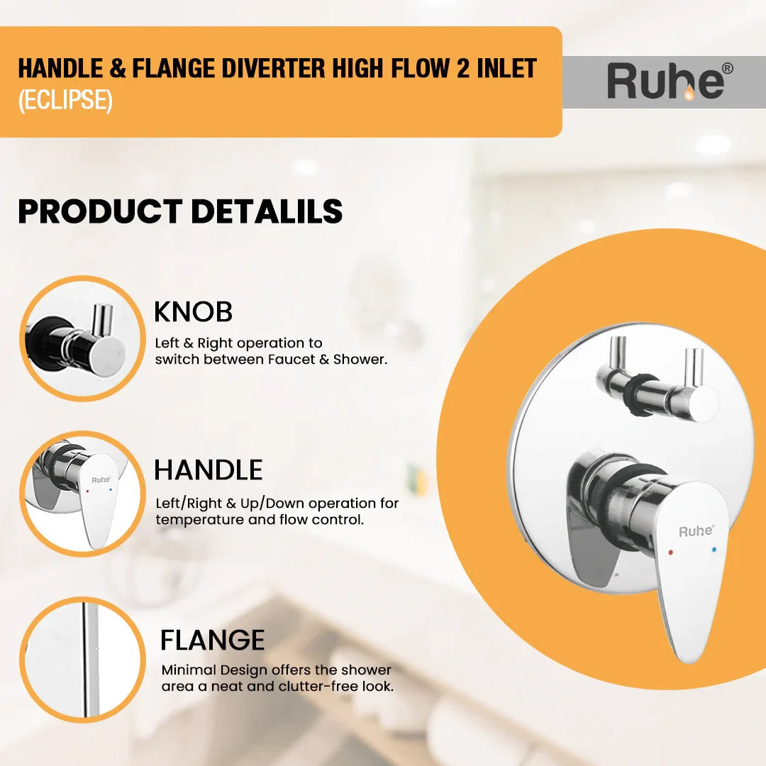 Eclipse Upper Part for Diverter (Compatible with 2-Inlet High Flow & 3-Inlet Diverters) €“ by Ruhe