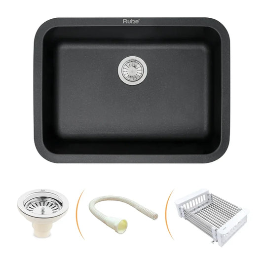 Quartz Single Bowl Round Kitchen Sink (24 x 18 x 9 Inches)