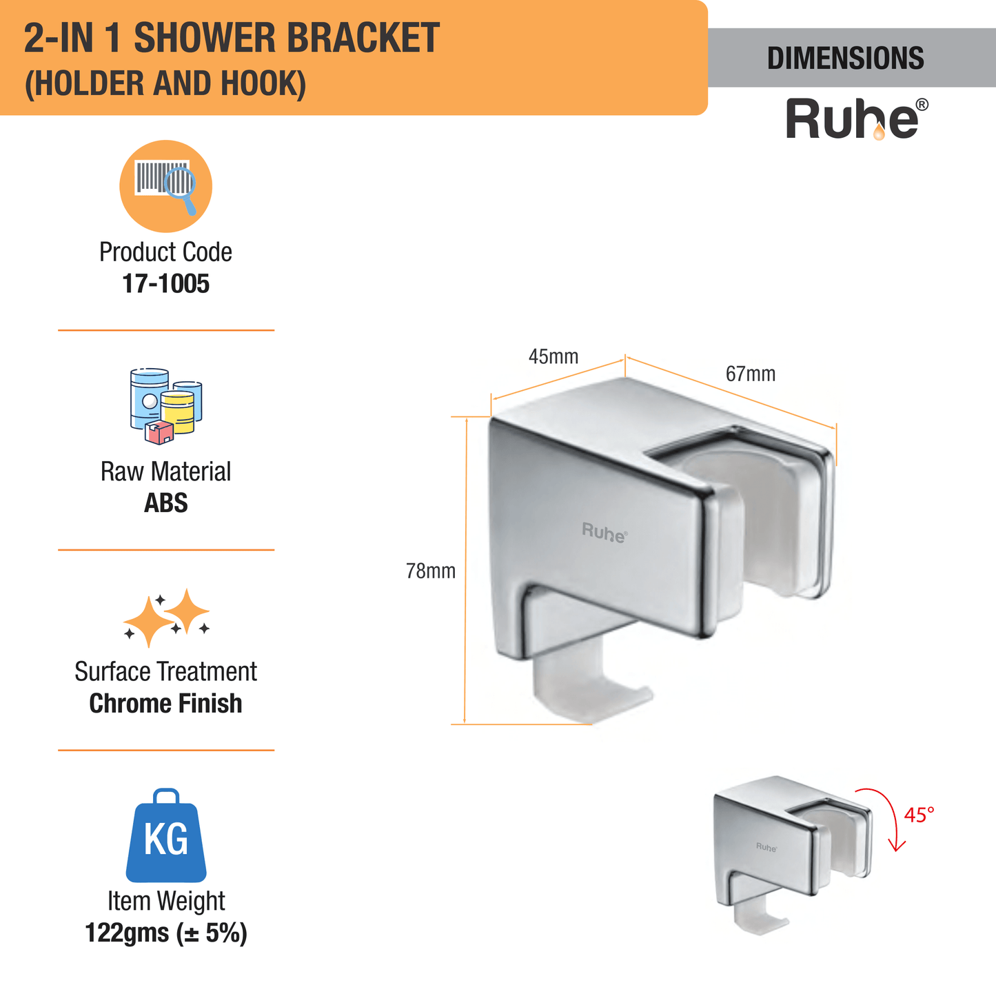 2 in 1 Shower Bracket - by Ruhe - Ruhe