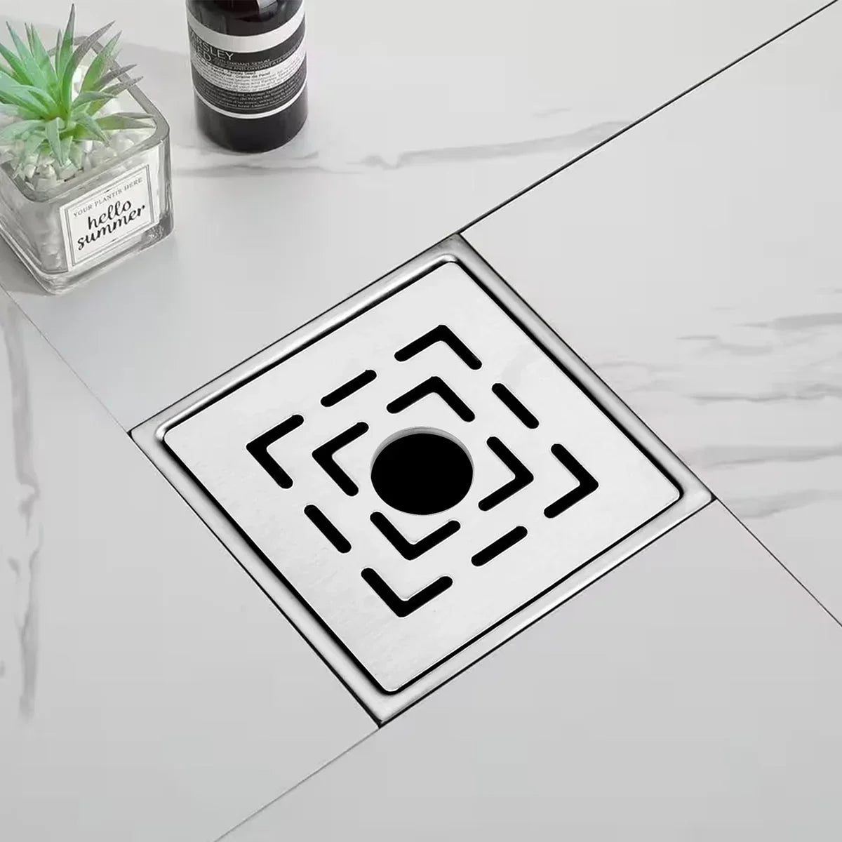 Jupiter Square Premium Floor Drain (5 x 5 Inches) with Hole - by Ruhe