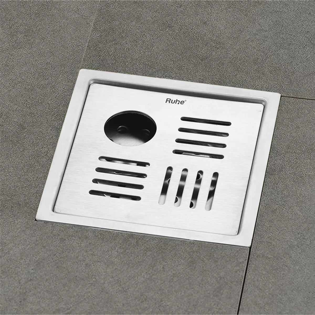 Pluto Square Premium Floor Drain (6 x 6 Inches) with Hole - by Ruhe