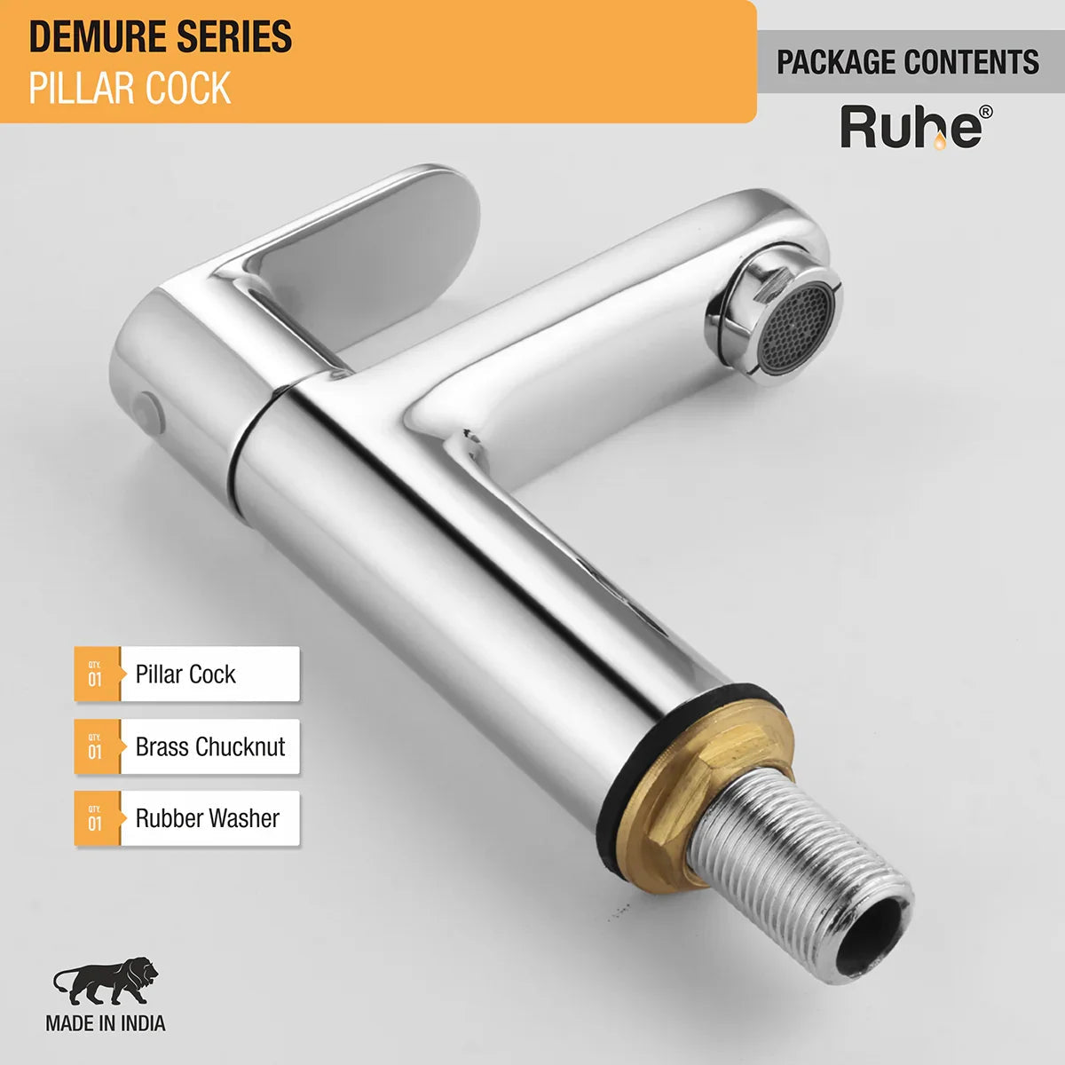Demure Wash Basin Pillar Tap - by Ruhe®
