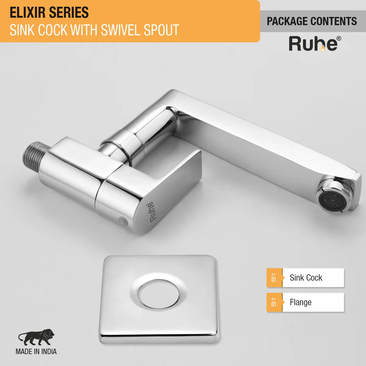 Elixir Sink Tap With Small (7 inches) Round Swivel Spout Faucet package content