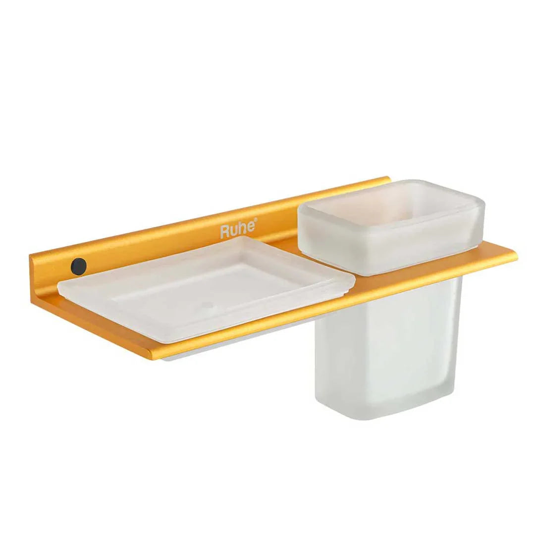 Ember Soap Dish and Tumbler Holder (Yellow Gold)  €“ by Ruhe