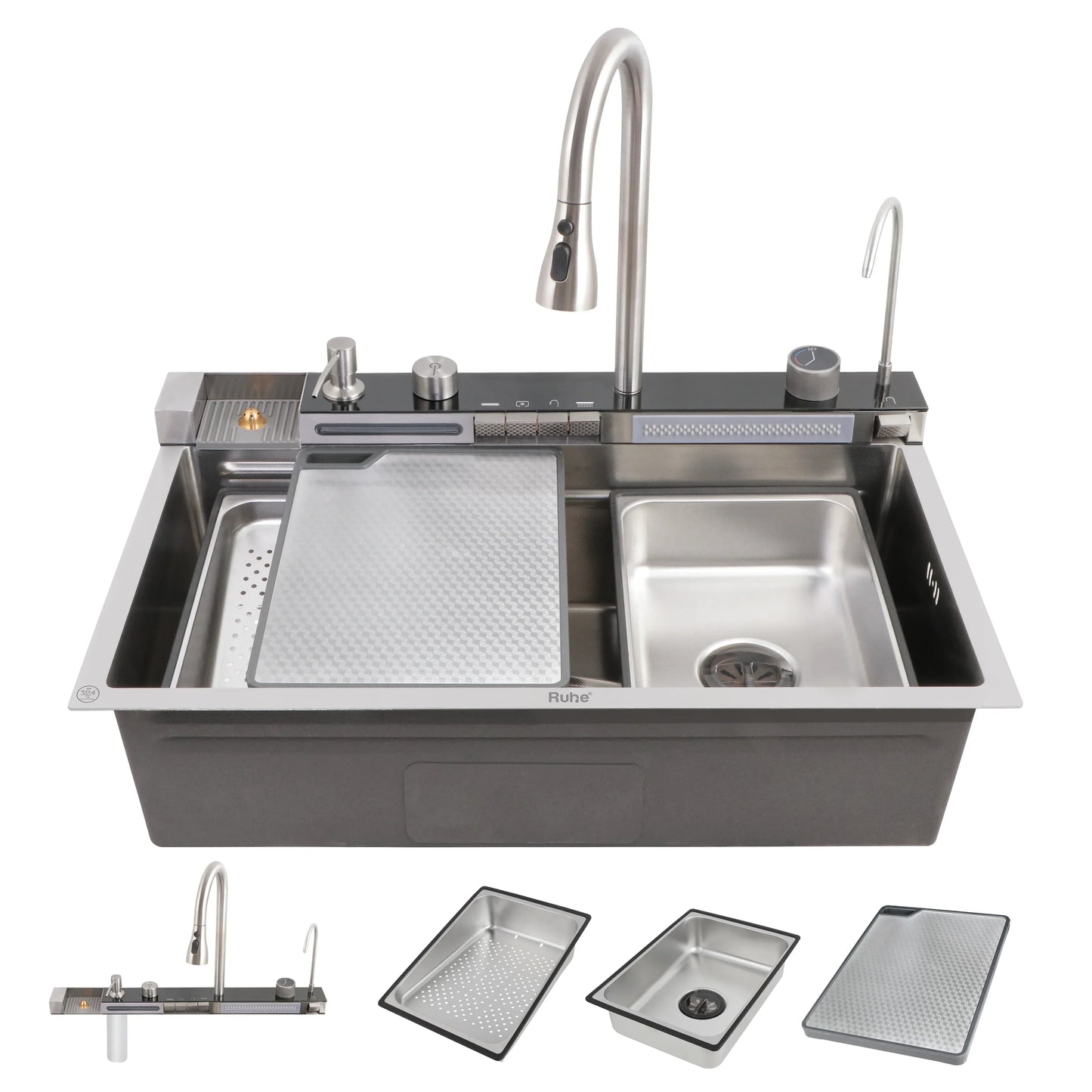 Piano Silver Smart Kitchen Sink (30 x 18 x 9 Inches) 
