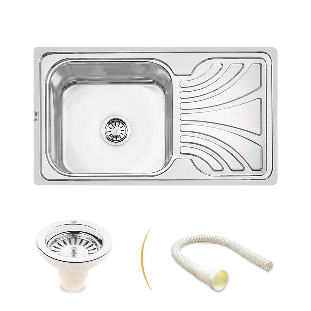 Single Bowl with Drainboard Kitchen Sink (32 x 18 x 8 Inches)