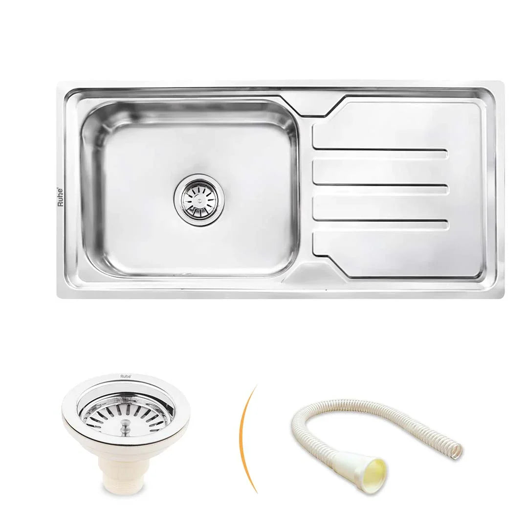 Single Bowl with Drainboard Kitchen Sink (42 x 20 x 9 Inches)