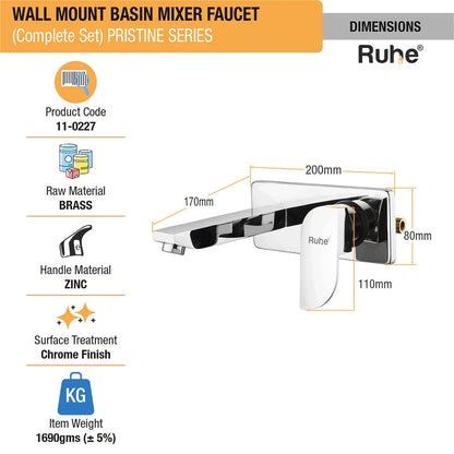 Pristine Single Lever Wall-mount Wash Basin Mixer Tap (Complete Set) - by Ruhe