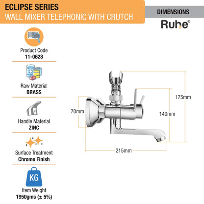 Eclipse Telephonic Wall Mixer Brass Faucet (with Crutch) dimensions and size