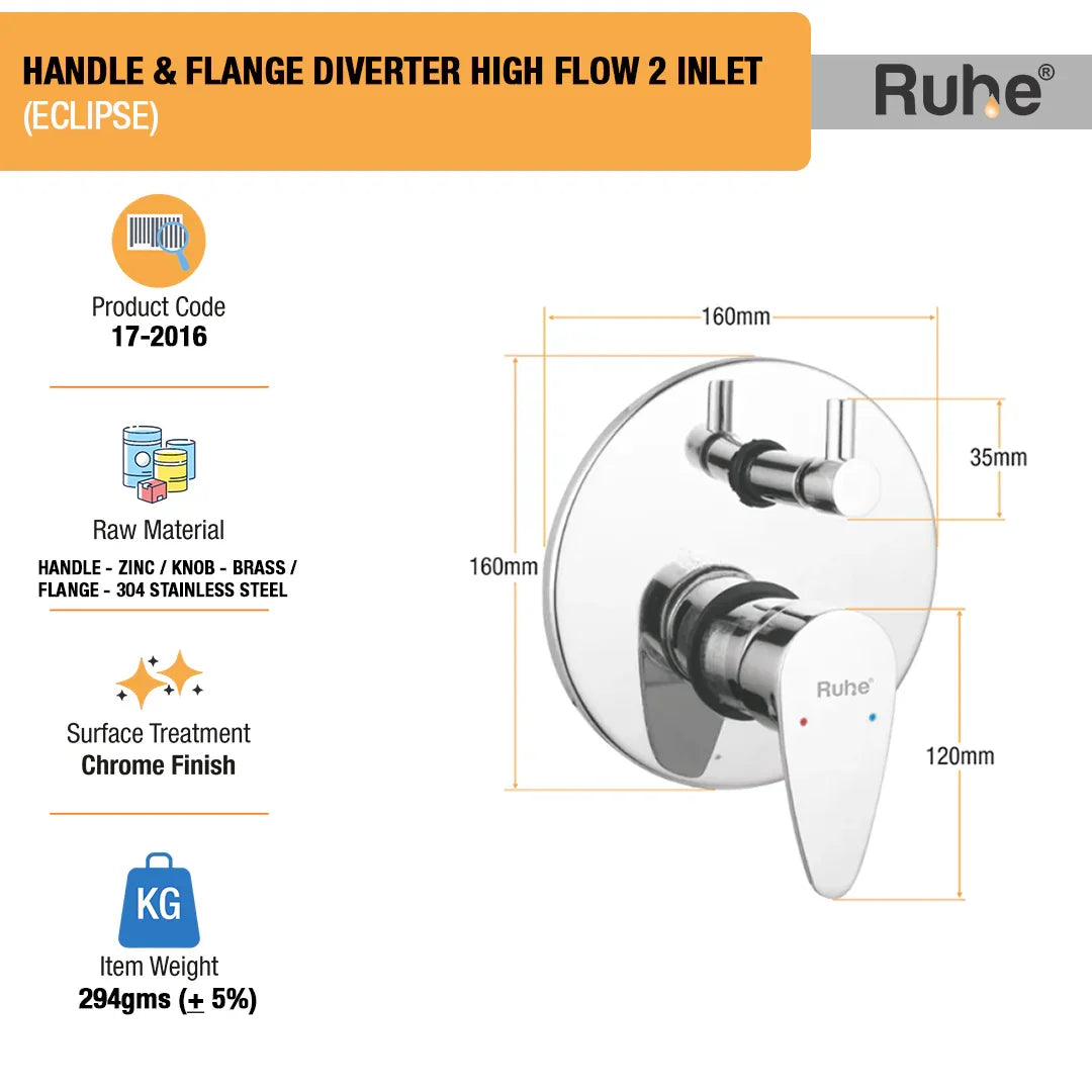 Eclipse Upper Part for Diverter (Compatible with 2-Inlet High Flow & 3-Inlet Diverters)  €“ by Ruhe