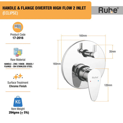 Eclipse Upper Part for Diverter (Compatible with 2-Inlet High Flow & 3-Inlet Diverters)  €“ by Ruhe
