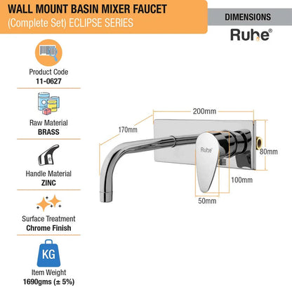 Eclipse Single Lever Wall-mount Wash Basin Mixer Tap (Complete Set)