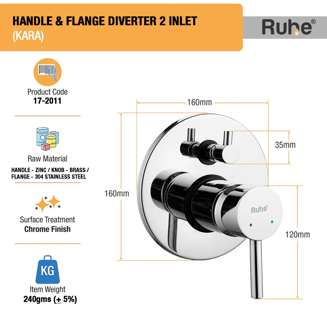 Kara Upper Part for Diverter (Compatible with 2-Inlet Diverters)  €“ by Ruhe