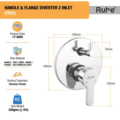 Pavo Upper Part for Diverter (Compatible with 2-Inlet Diverters)  €“ by Ruhe