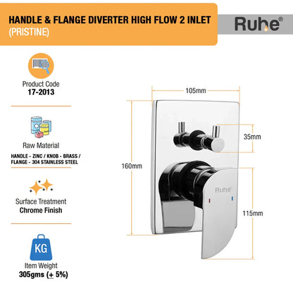 Pristine Upper Part for Diverter (Compatible with 2-Inlet High Flow & 3-Inlet Diverters)  €“ by Ruhe