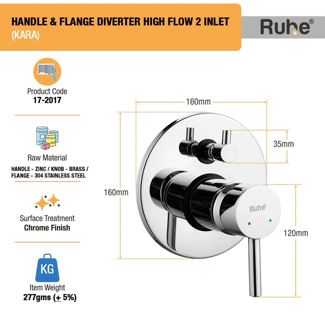 Kara Upper Part for Diverter (Compatible with 2-Inlet High Flow & 3-Inlet Diverters)  €“ by Ruhe
