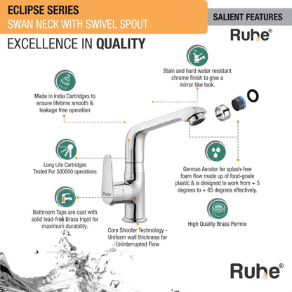 Eclipse Swan Neck with Small (7 inches) Swivel Spout Faucet features