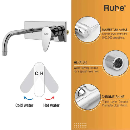 Eclipse Single Lever Wall-mount Wash Basin Mixer Tap (Complete Set) - by Ruhe