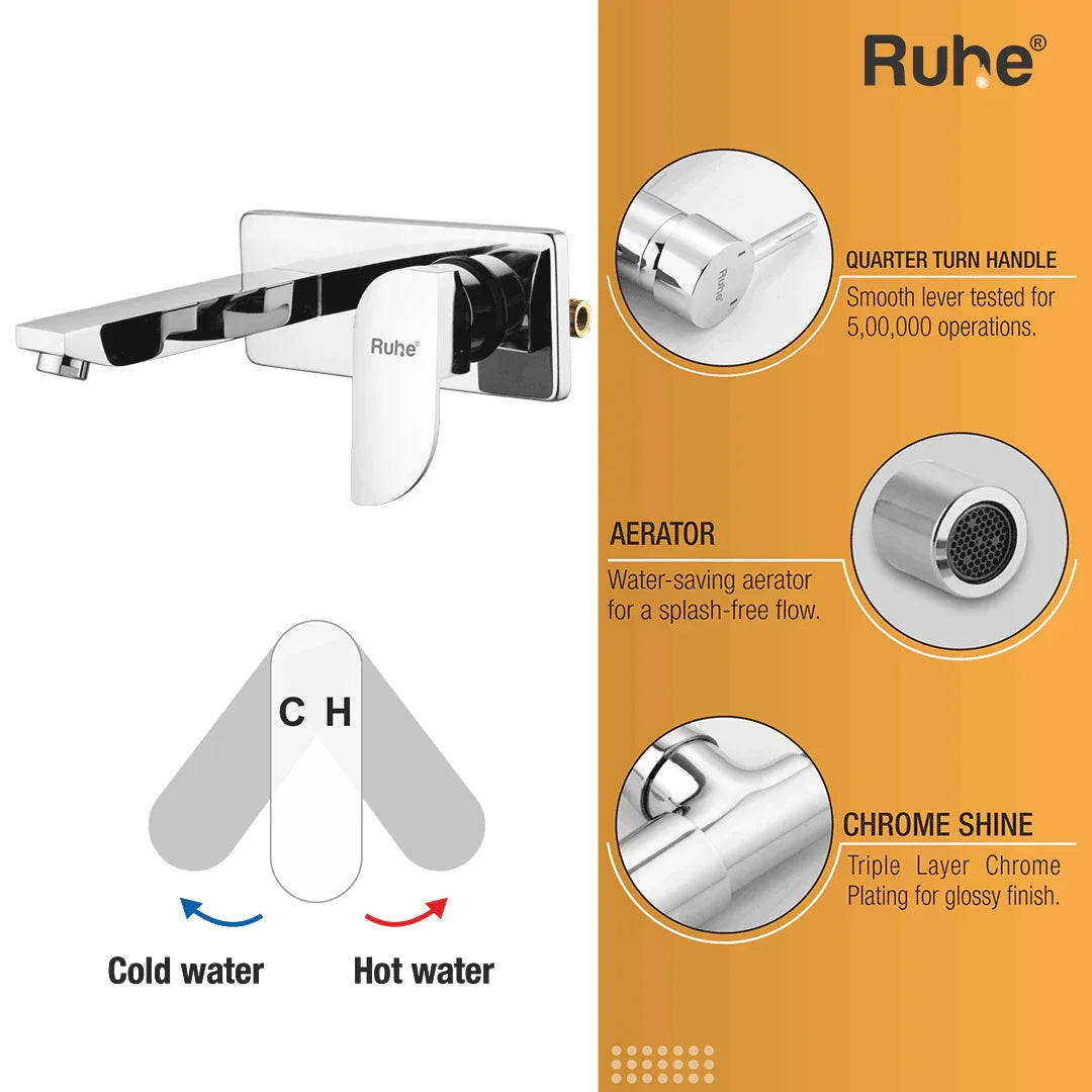Pristine Single Lever Wall-mount Wash Basin Mixer Tap (Complete Set) - by Ruhe