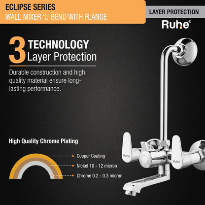 Eclipse Wall Mixer Brass Faucet with L Bend 3 layer protection