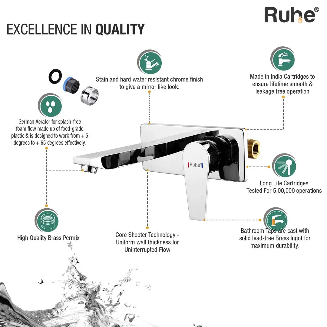 Elixir Single Lever Wall-mount Wash Basin Mixer Tap (Complete Set) - by Ruhe