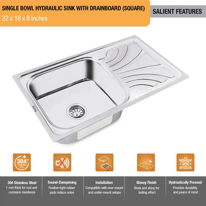 Double Bowl Kitchen Sink (32 x 20 x 8 Inches)(Features)