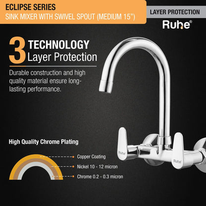Eclipse Wall Mount Kitchen Sink Mixer Tap with Swivel Spout