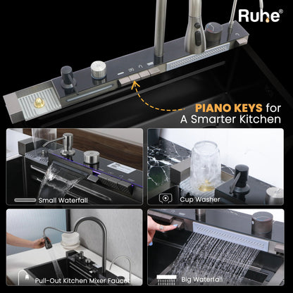 Piano Smart Kitchen Sink (30 x 18 x 9 Inches) With Smart Keys