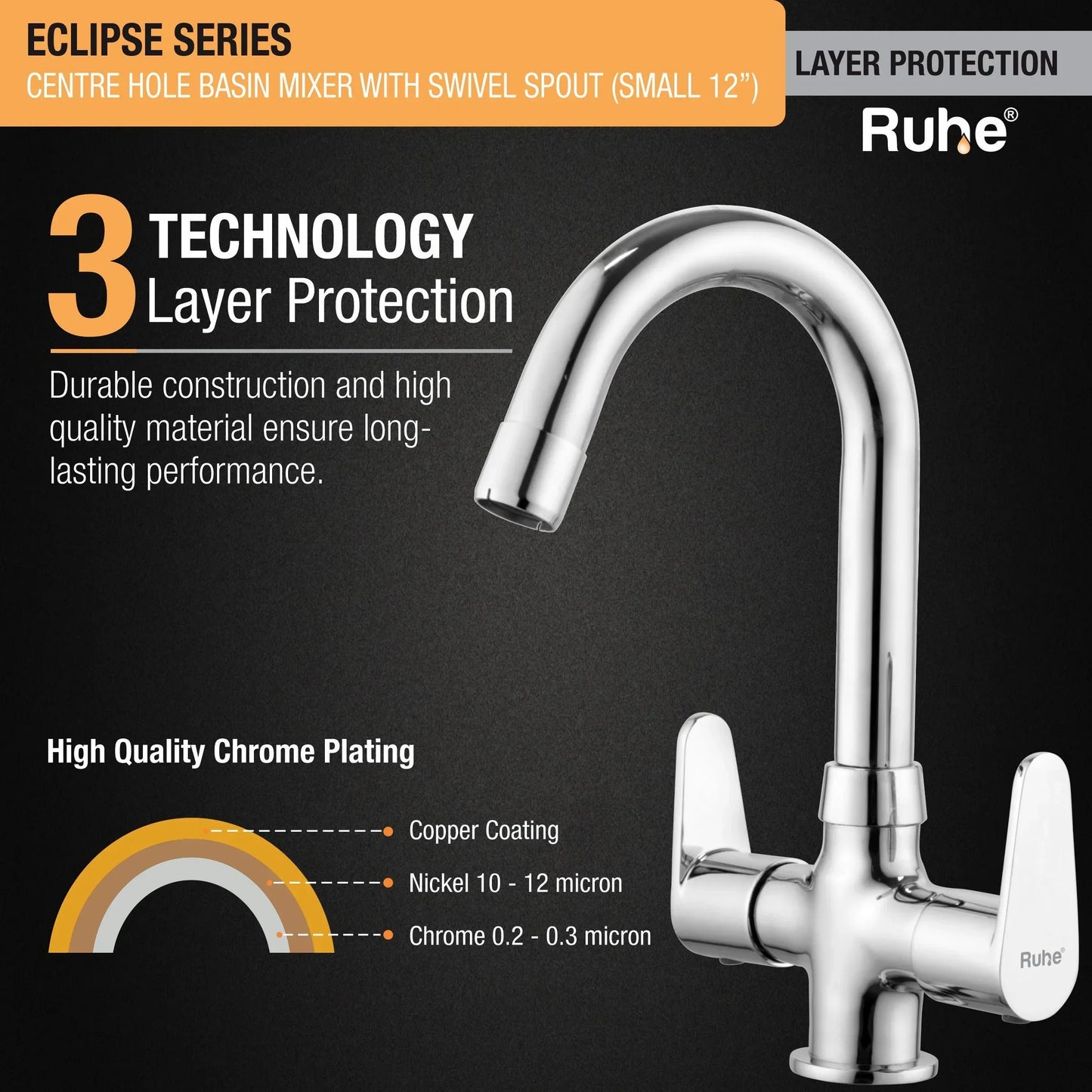 Eclipse Deck Mount Wash Basin Mixer Tap with Swivel Spout