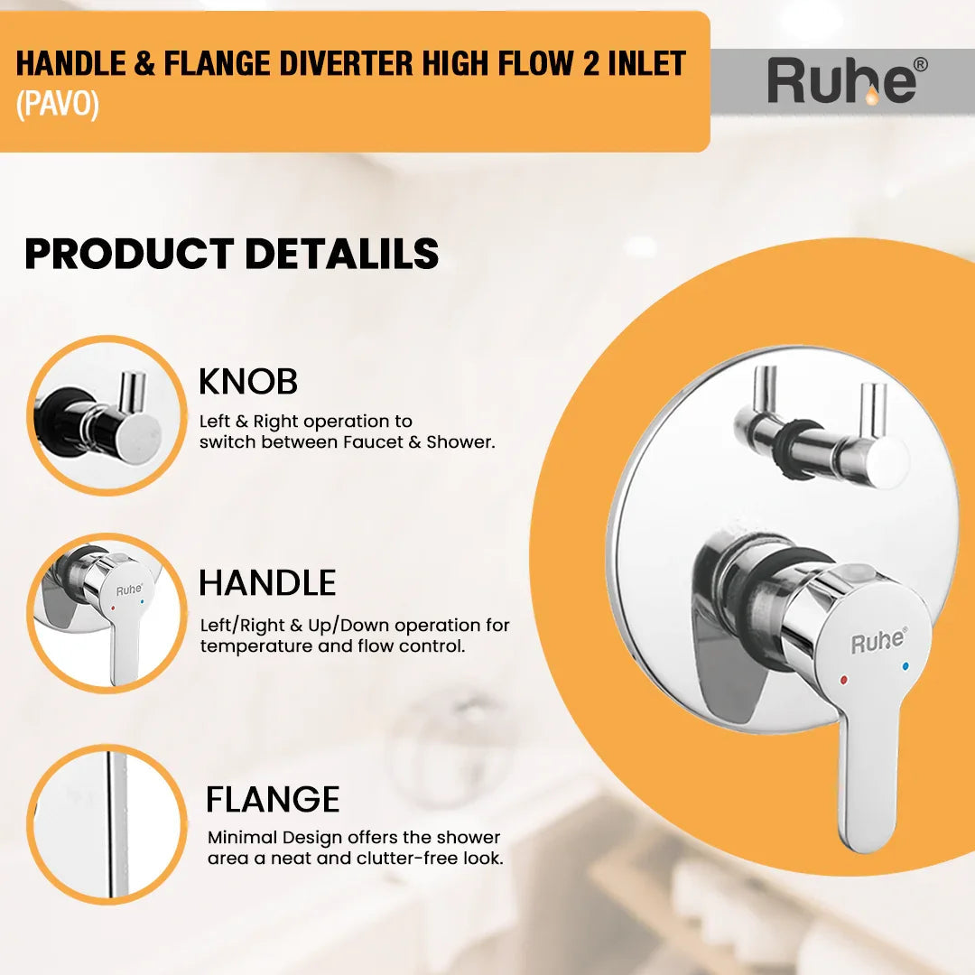 Pavo Upper Part for Diverter (Compatible with 2-Inlet High Flow & 3-Inlet Diverters)  €“ by Ruhe