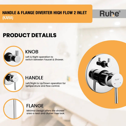 Kara Upper Part for Diverter (Compatible with 2-Inlet High Flow & 3-Inlet Diverters)  €“ by Ruhe