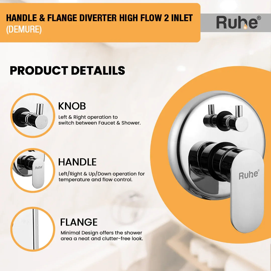 Demure Upper Part for Diverter (Compatible with 2-Inlet High Flow & 3-Inlet Diverters)  €“ by Ruhe