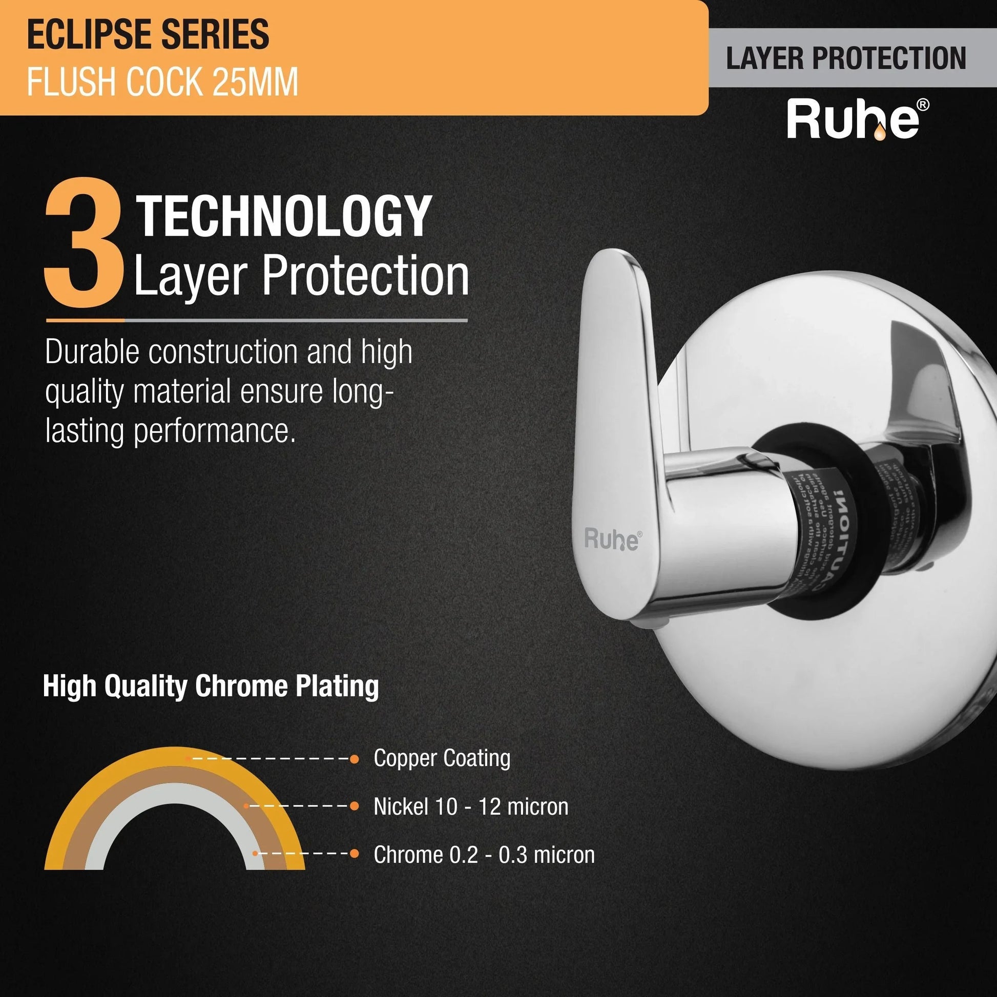 Eclipse Flush Valve Brass Faucet (25mm) 3 layer protection