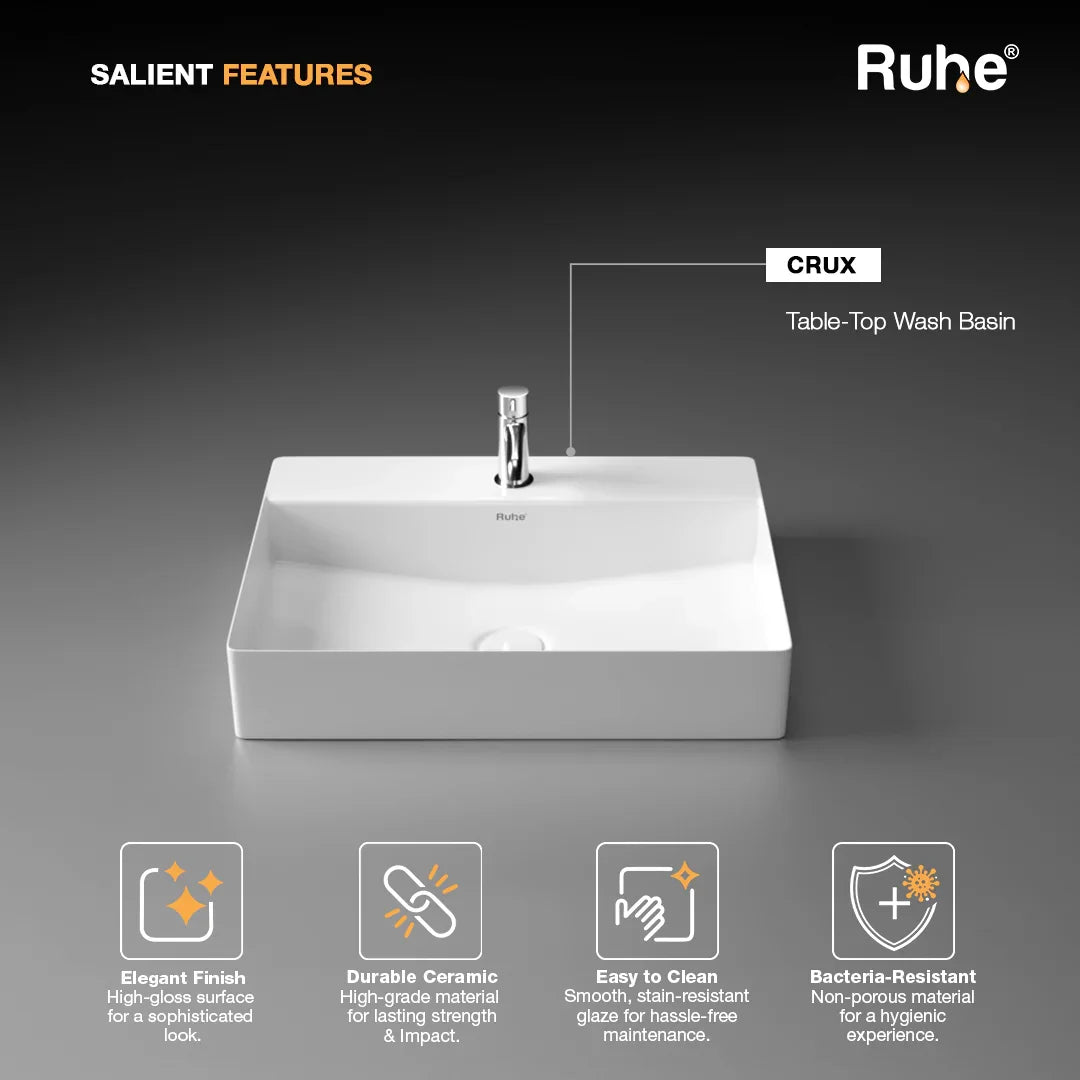 Crux Table Top Wash Basin (Features)