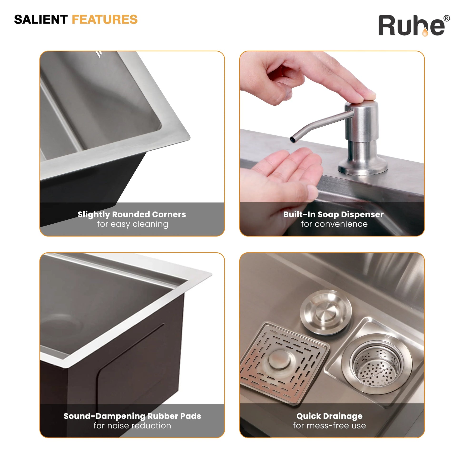 Nano Silver Smart Kitchen Sink (30 x 18 x 9 Inches) Features