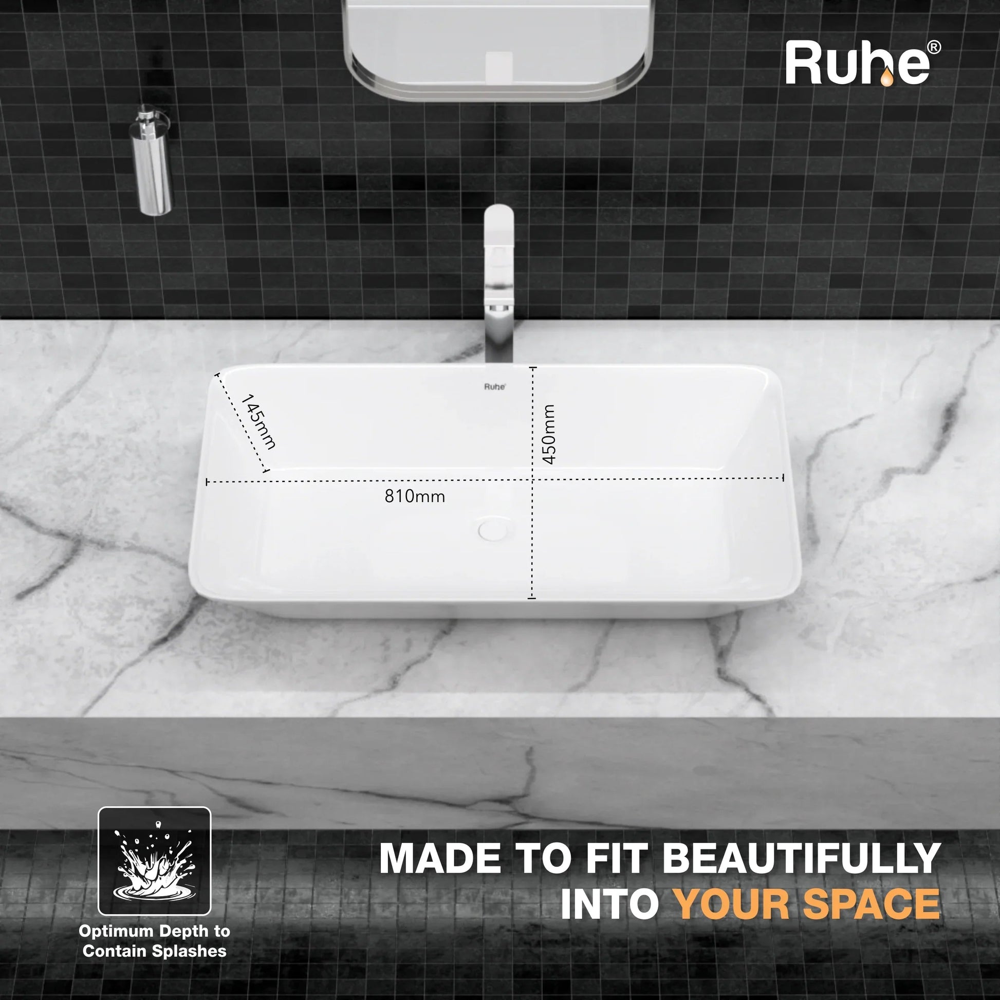 Trey Table Top Wash Basin (depth)