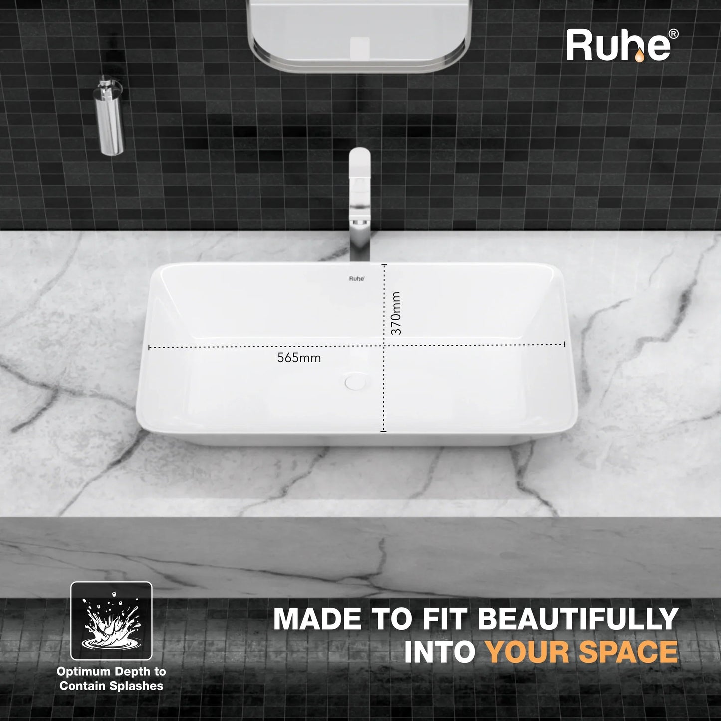 Apollo Table Top Wash Basin (depth)