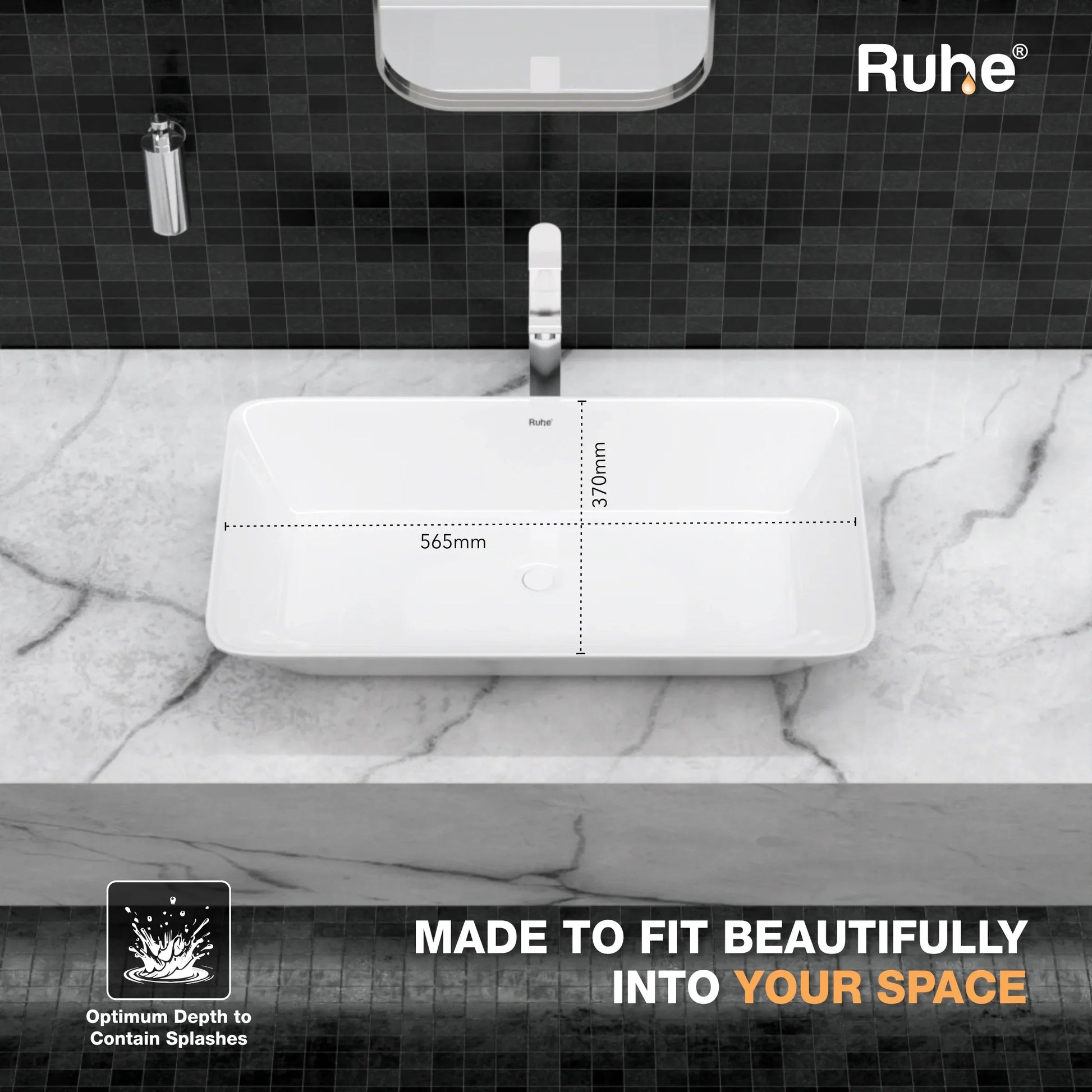 Apollo Table Top Wash Basin (depth)