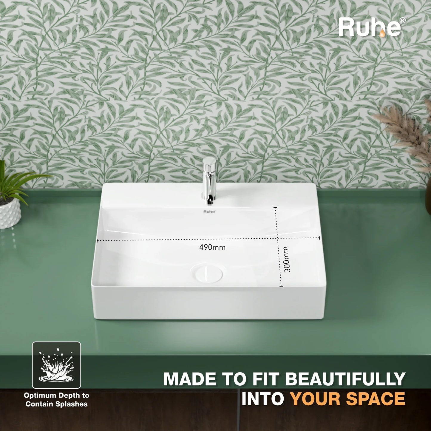 Crux Table Top Wash Basin (depth)