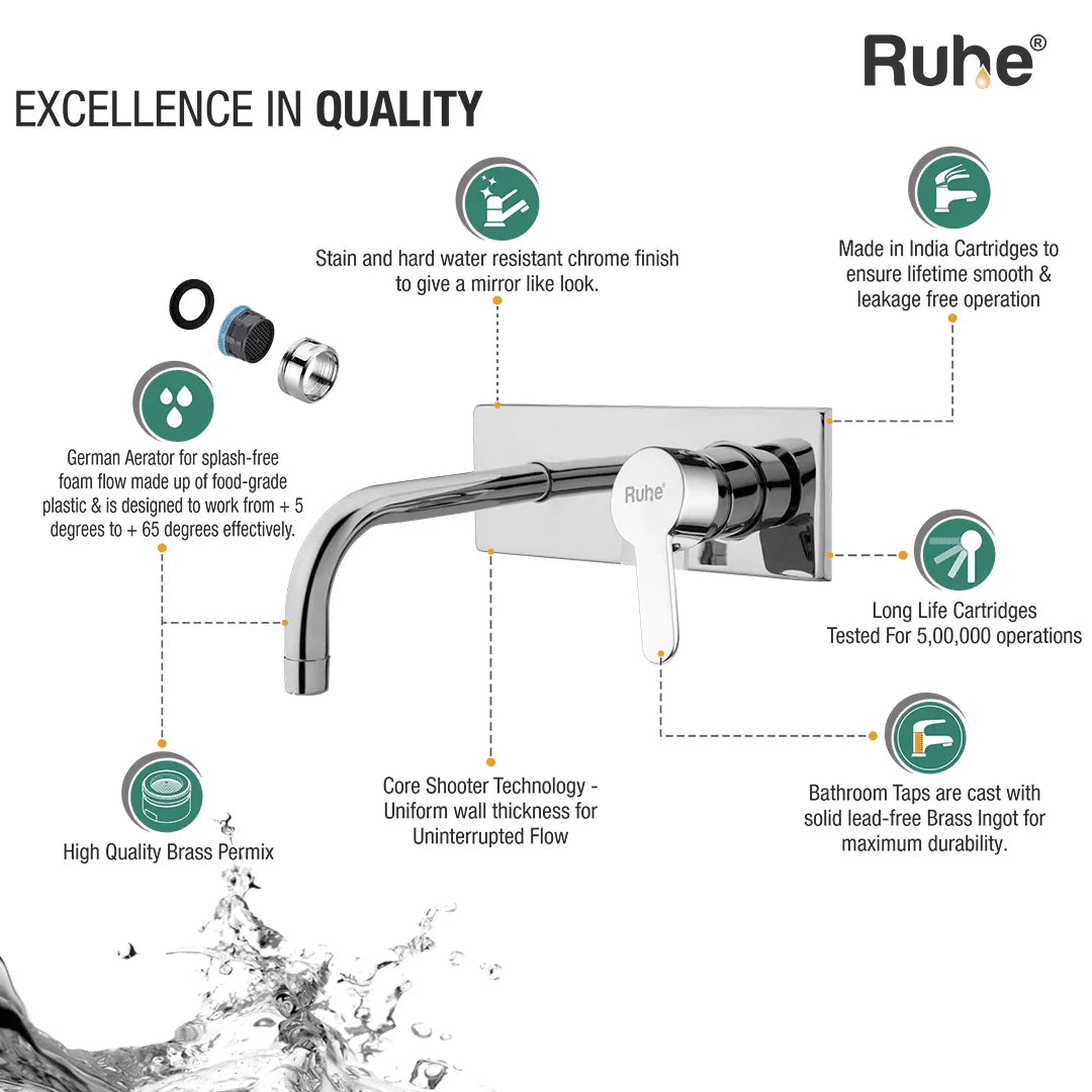 Pavo Single Lever Wall-mount Wash Basin Mixer Tap (Complete Set) - by Ruhe