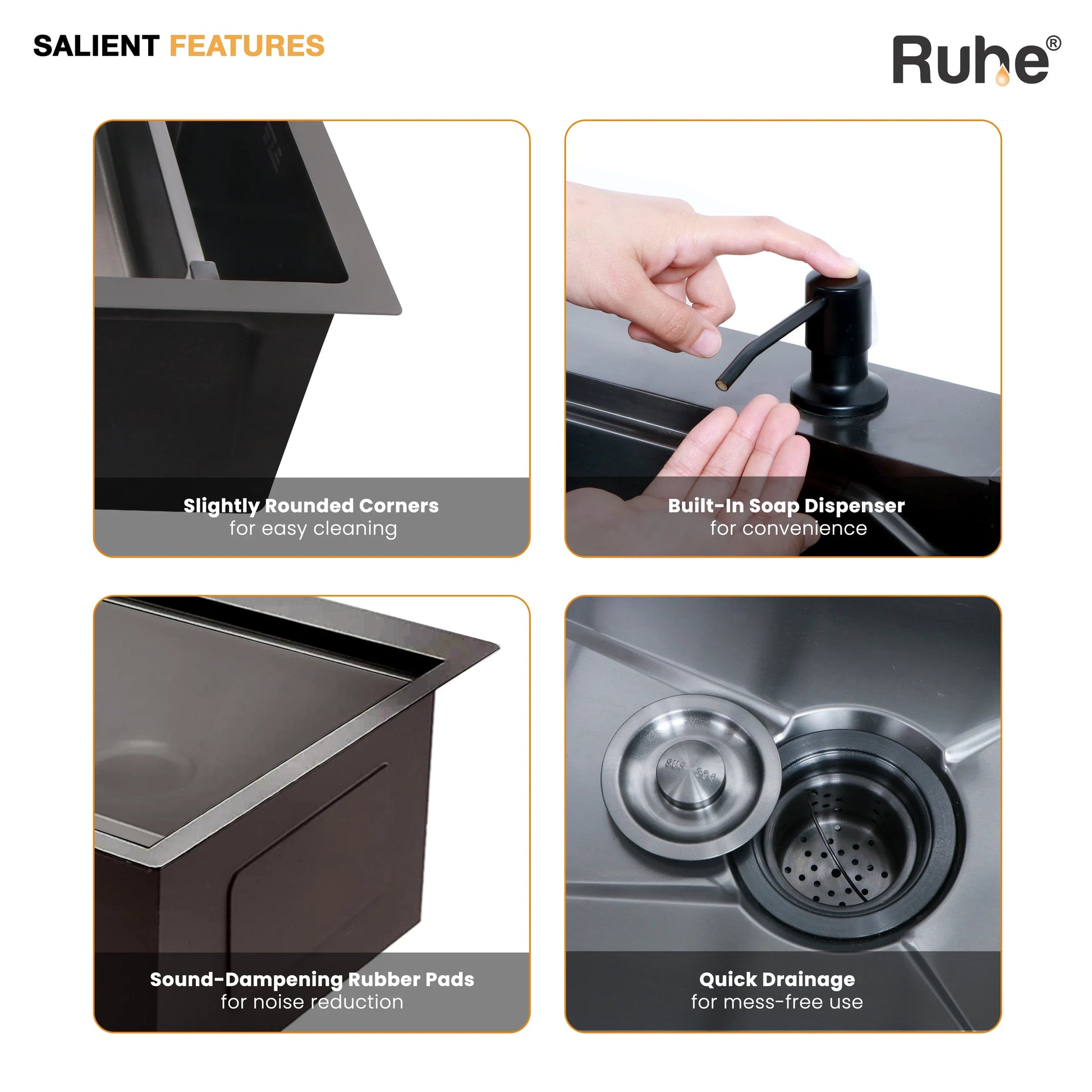 Nano Smart Kitchen Sink (30 x 18 x 9 Inches) Salient Features