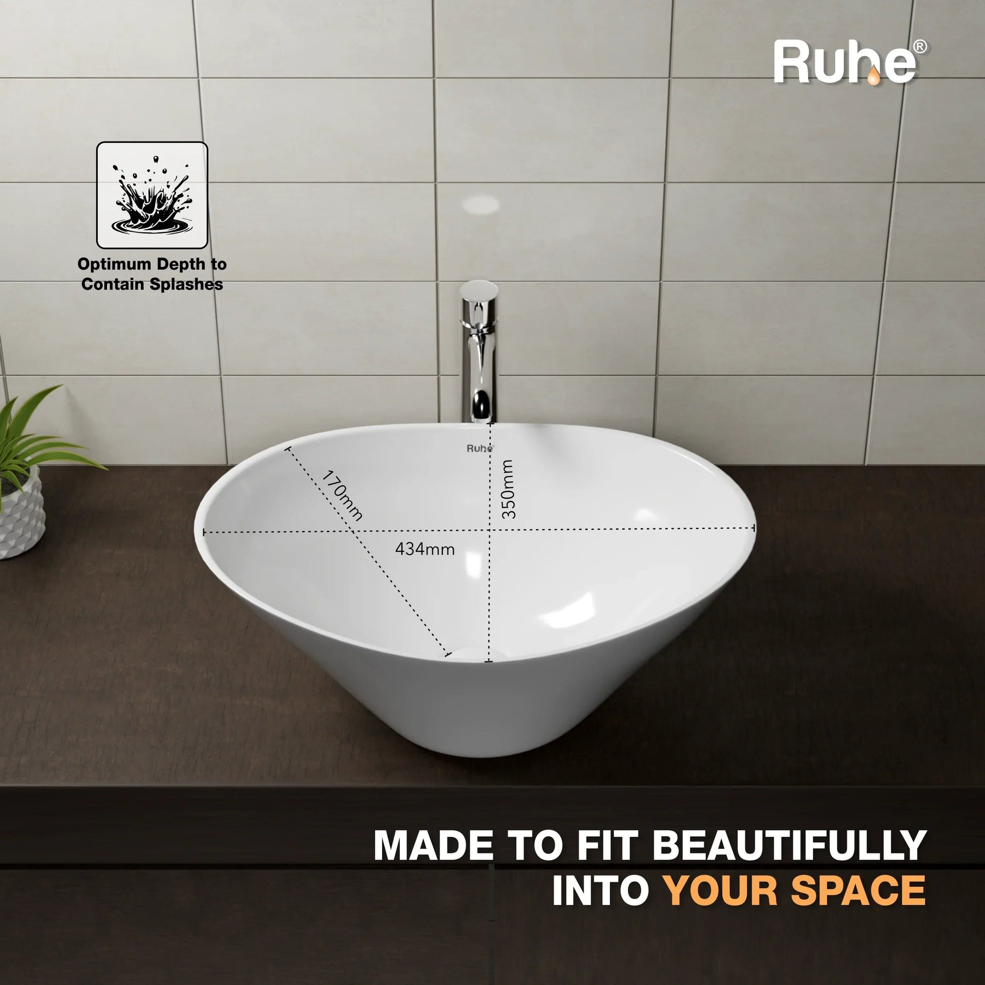 Carina Table Top Wash Basin (depth)