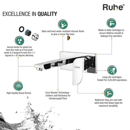 Pristine Single Lever Wall-mount Wash Basin Mixer Tap (Complete Set)