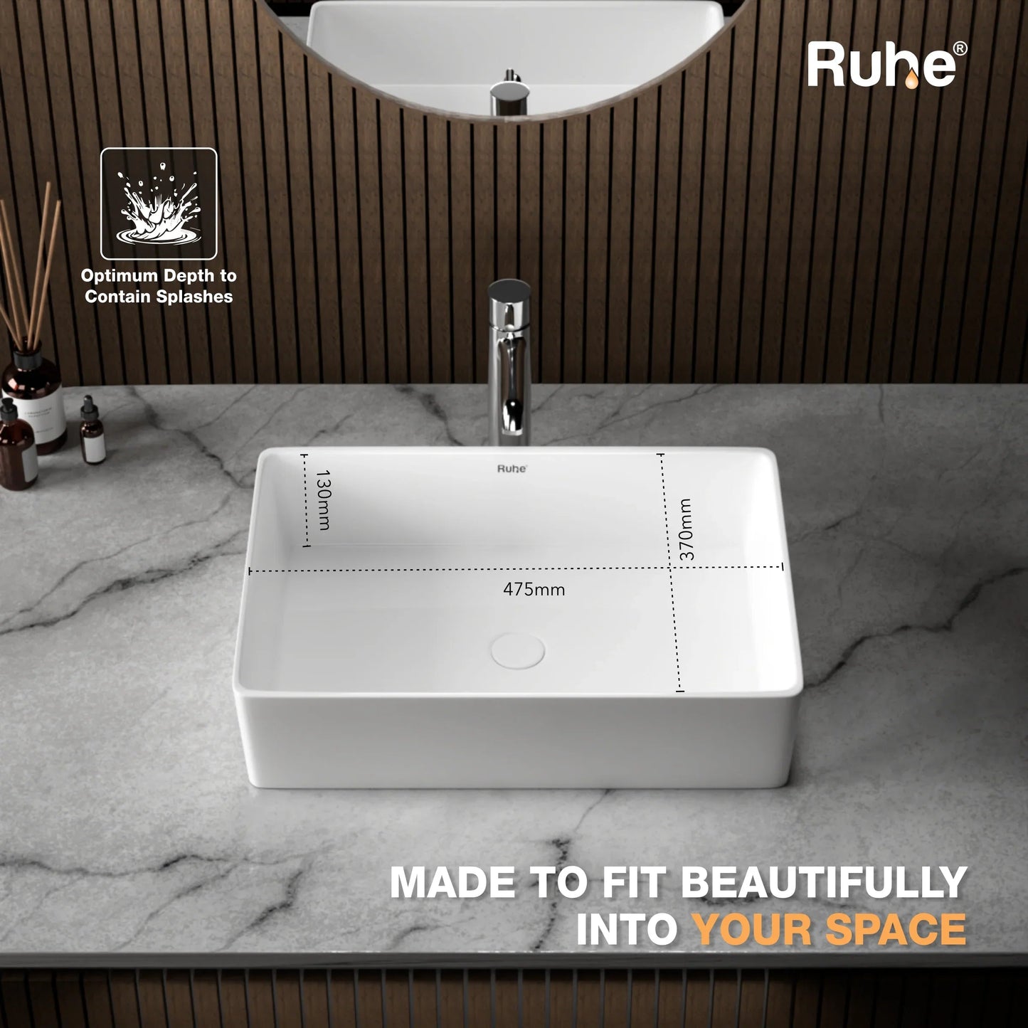 Crux Table Top Wash Basin (depth)