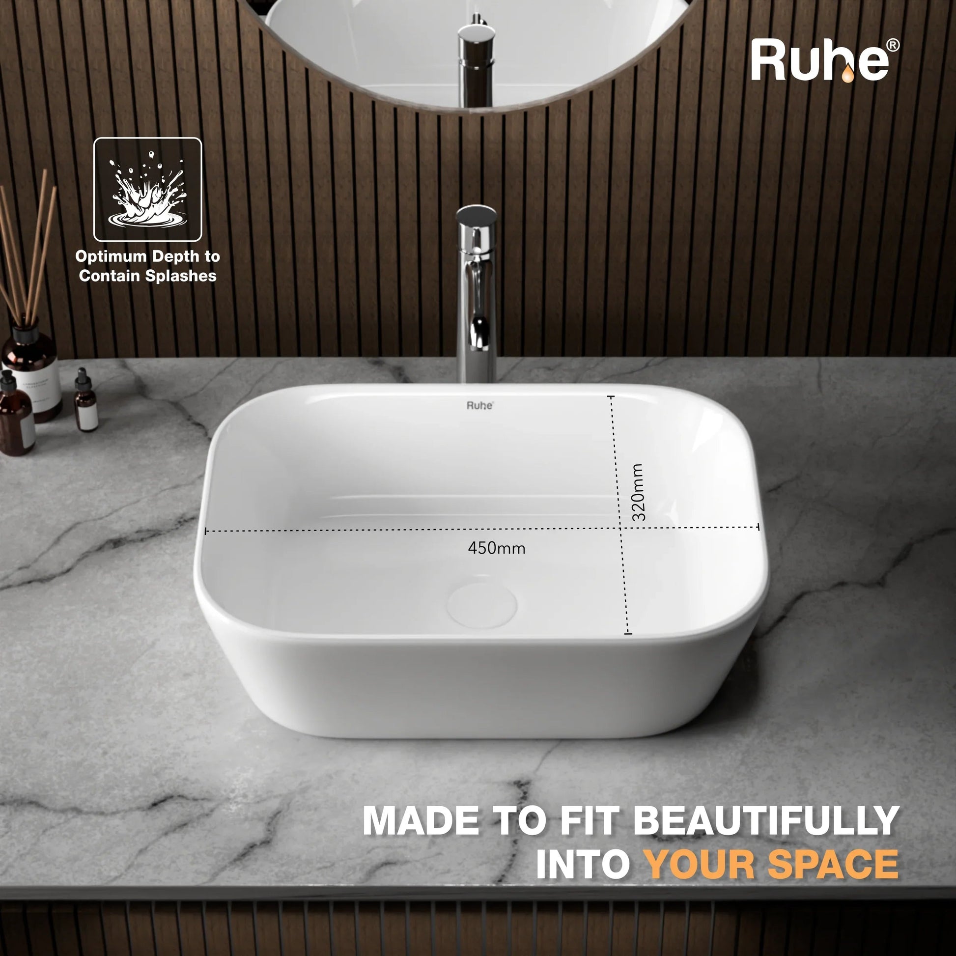 Iris Table-Top Wash Basin (depth)