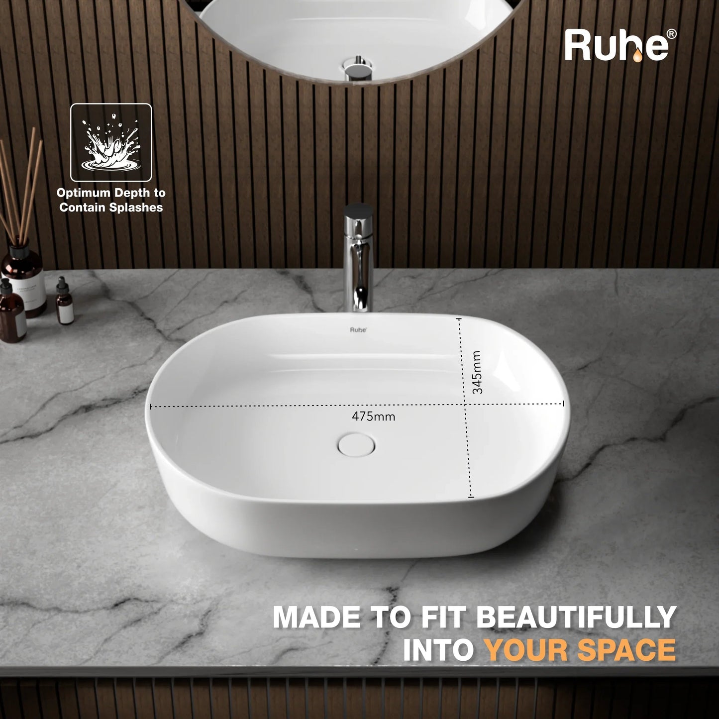 Virgo Table-Top Wash Basin (depth)