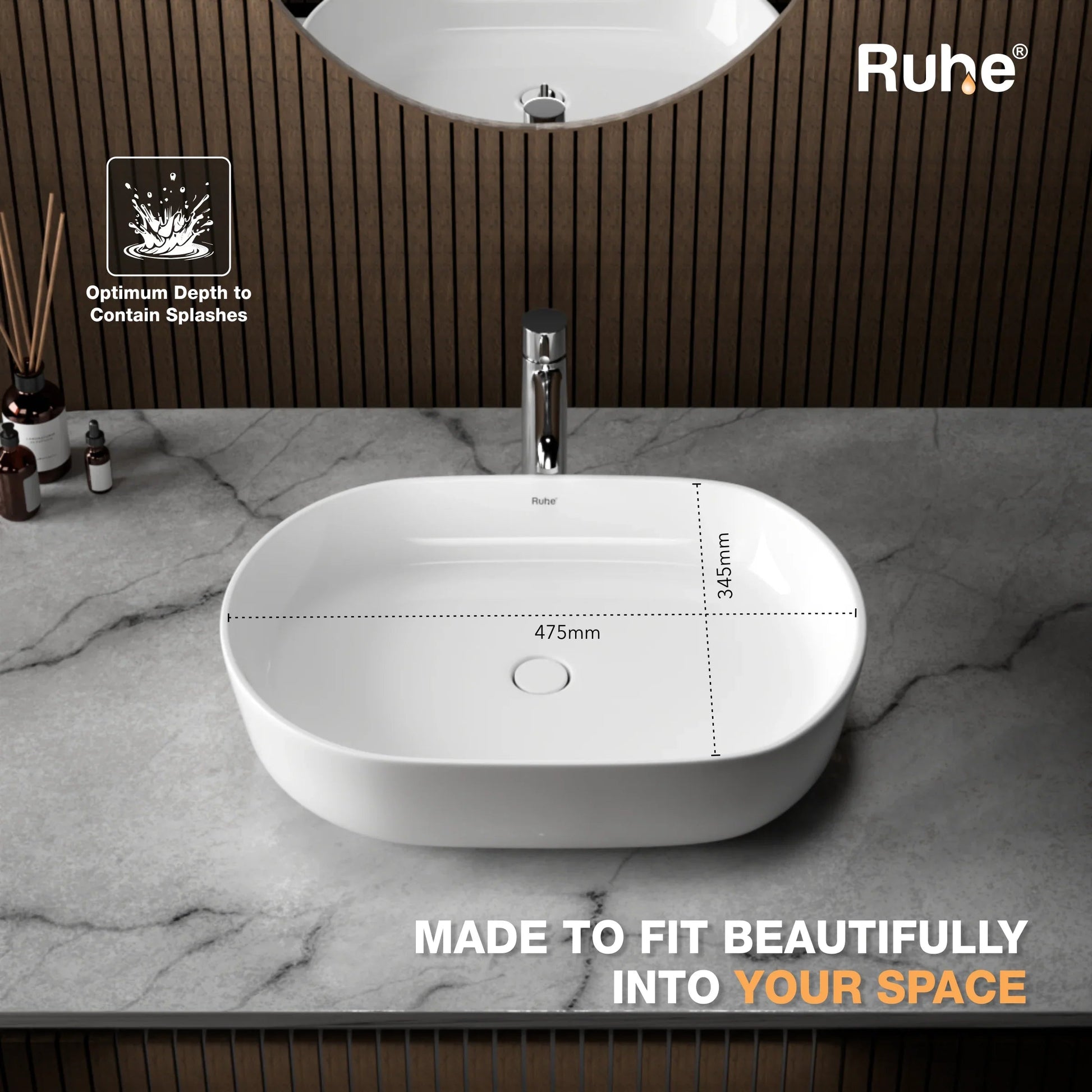 Virgo Table-Top Wash Basin (depth)