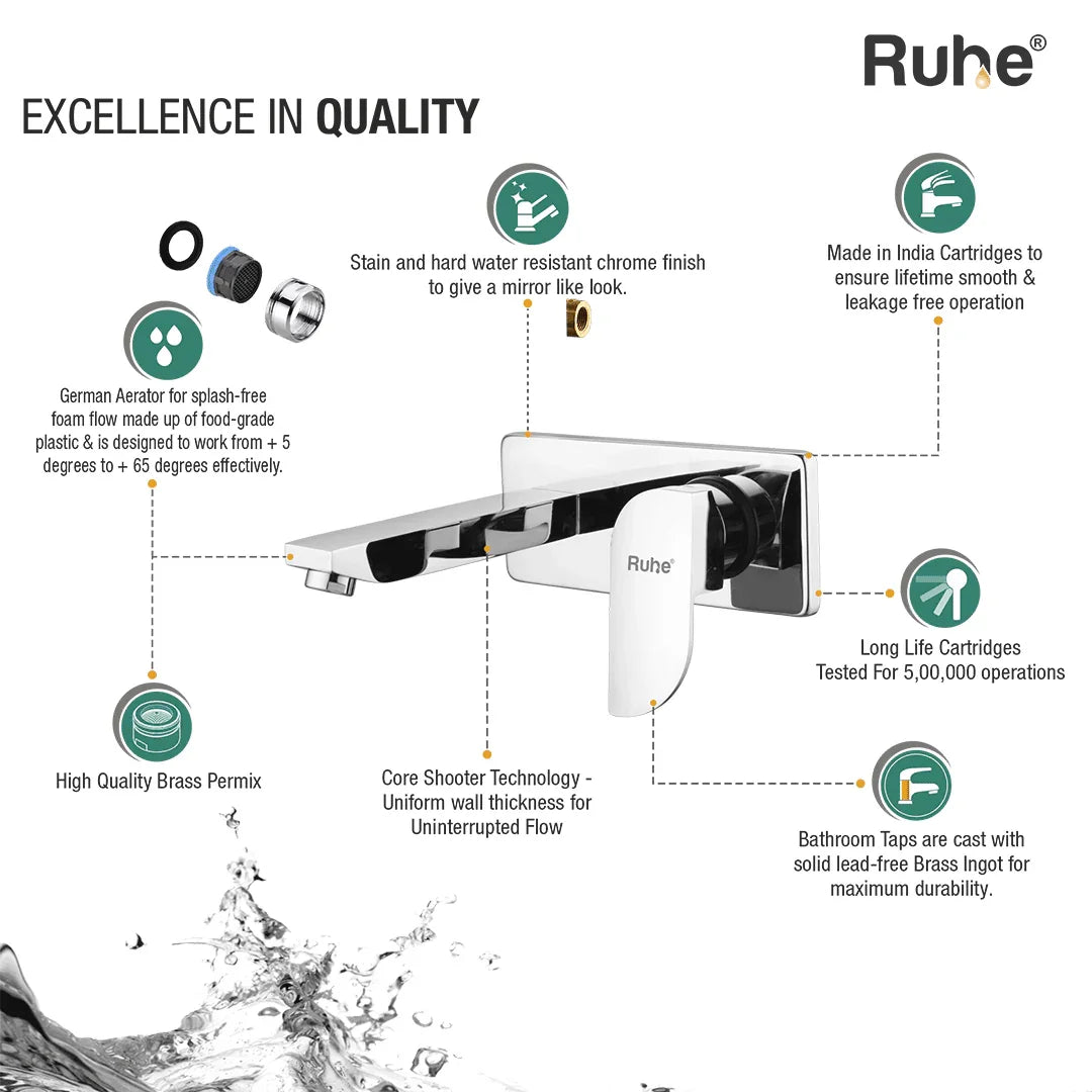 Pristine Single Lever Wall-mount Wash Basin Mixer Tap (Complete Set) - by Ruhe