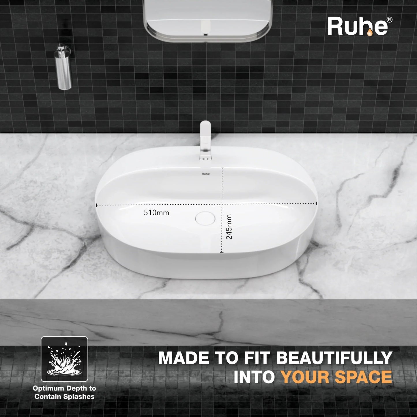 Fury Table Top Wash Basin (depth)