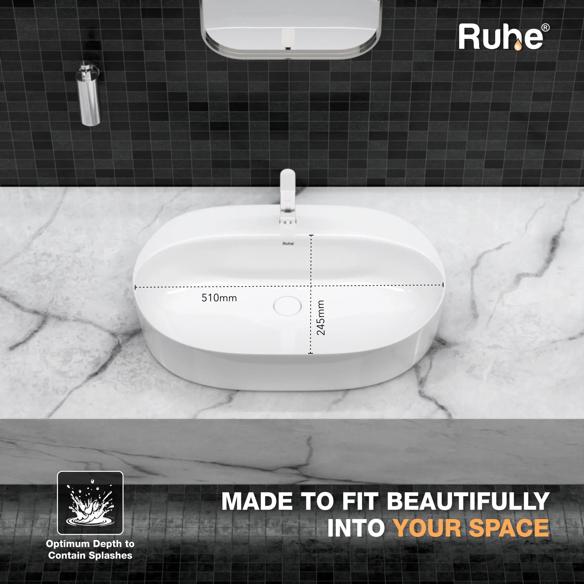 Fury Table Top Wash Basin (depth)